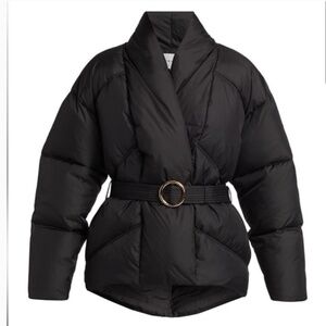 Like New Frame Duvet Style Black Wrap Puffer Jacket with Belt Medium